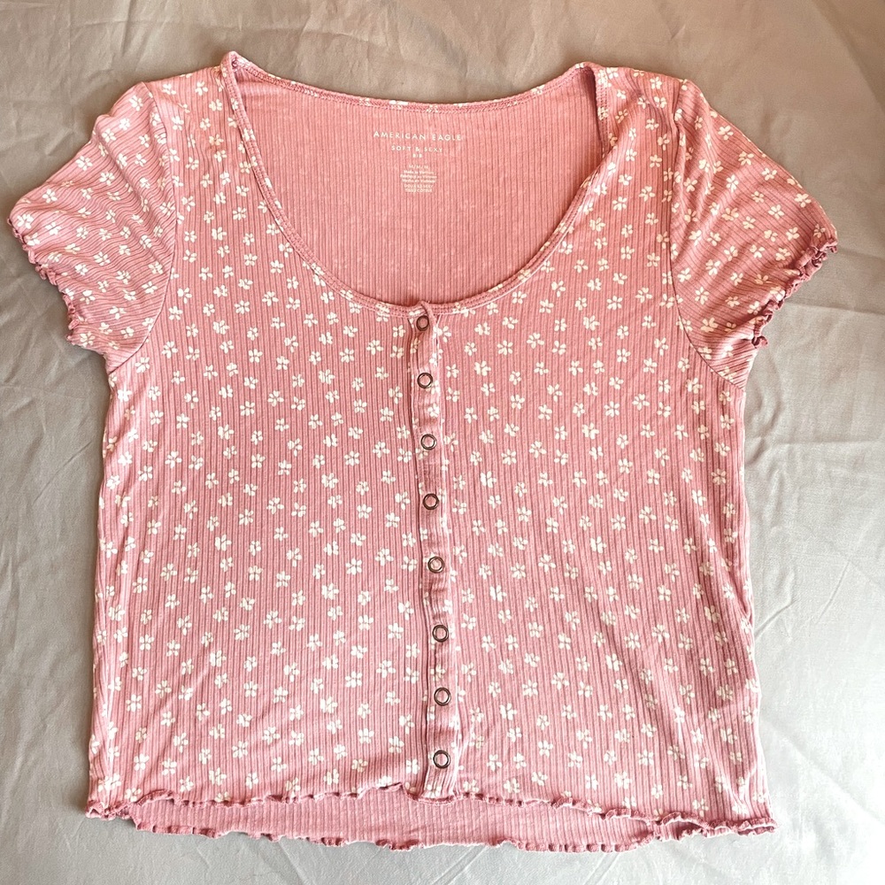 AMERICAN EAGLE RIBBED CROP TEE